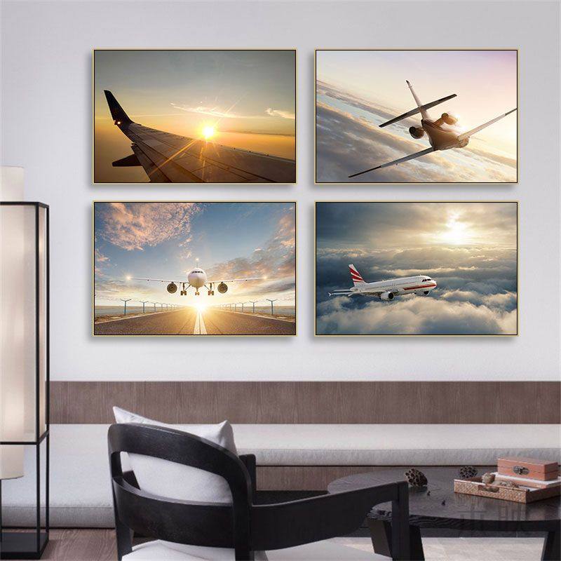 飞机装饰画军事战斗机办公室航空公司儿童房挂画书房现代简约壁画