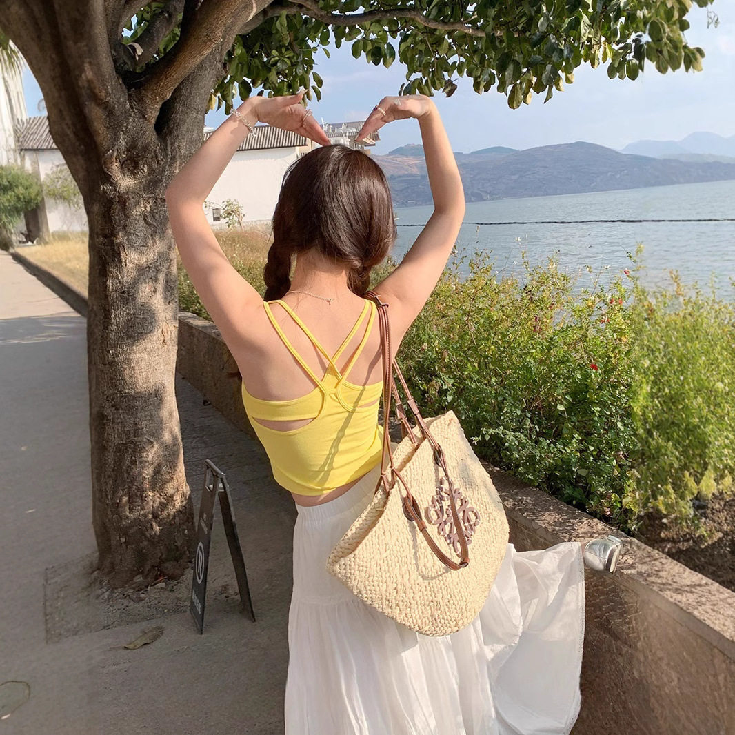 山姆优选泰式独特2025新款小吊带带胸垫女内搭美背文胸一体背心多