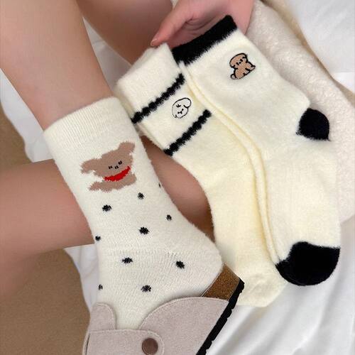 山姆优选儿童袜子冬季可爱毛毛绒袜子女童加绒加厚保暖中大童棉袜