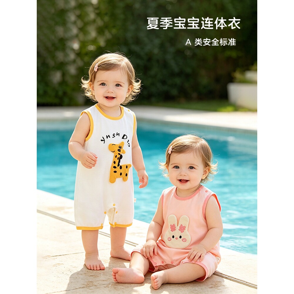 山姆优选婴幼儿无袖连体衣宝宝夏季薄款外出服背心哈衣源头工厂薄