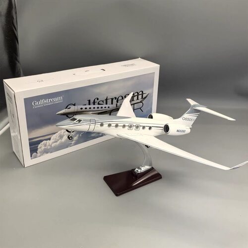 1带灯45cm仿真湾流G650ER公务机航空飞机模型客机摆件礼品礼物摆