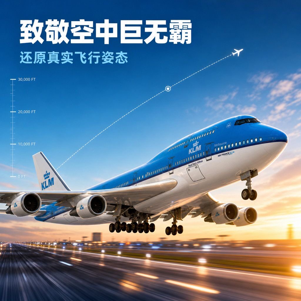 高级仿真飞机模型民航客机波音747-400荷兰航空带灯带轮子航模