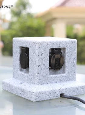 户外室外防水插座16A防雨IP66接线板4插pe明装立式别墅阻燃耐腐