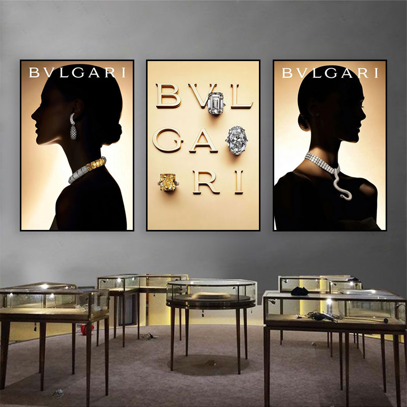 珠宝首饰宣传挂画奢侈品店名贵珠宝项链展柜装饰画商场金店墙壁画