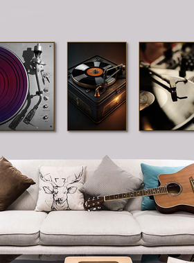 黑胶唱片装饰画酒吧音乐餐厅CD唱碟挂画咖啡厅客厅工业风艺术壁画