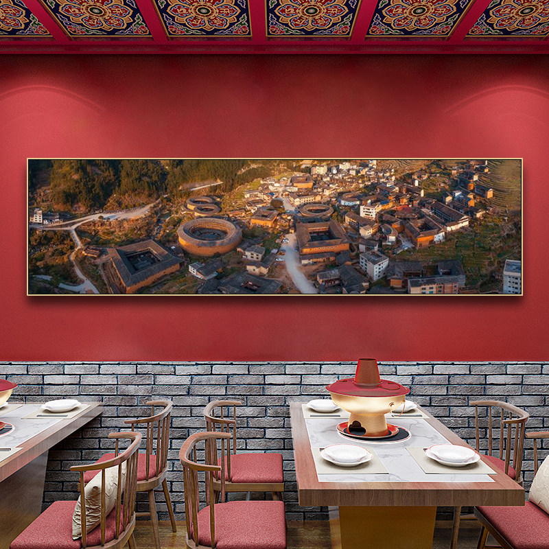 客家文化馆挂画赣南围龙屋建筑饭店餐厅民宿挂画民族传统文化壁画