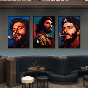 切格瓦拉装饰画客厅酒吧恶搞名人雪茄挂画咖啡厅怀旧工业风壁画