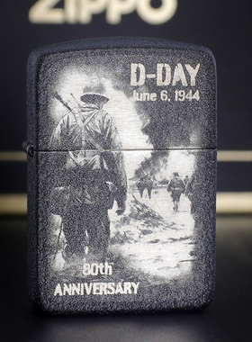 之宝ZIPPO防风打火机正品限量1941黑裂漆诺曼底D-DAY登陆80周年