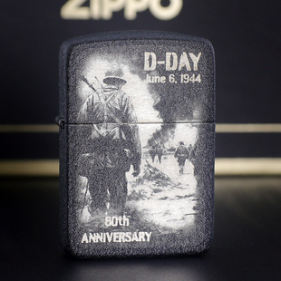 之宝ZIPPO防风打火机正品限量1941黑裂漆诺曼底D-DAY登陆80周年