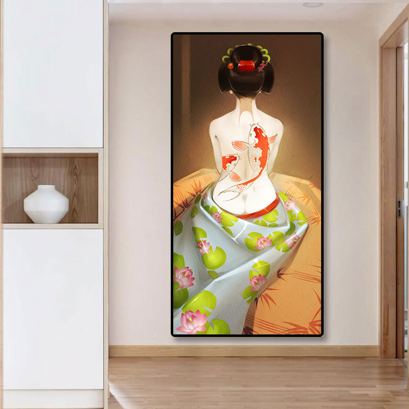 日式仕女图装饰画日本寿司店挂画居酒屋烧鸟店民宿酒店卧室壁画