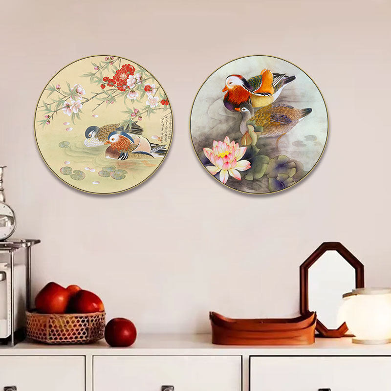 鸳鸯戏水挂画入户玄关客厅卧室背景墙新中式壁画书房茶室装饰画,家居饰品,现代装饰画,淘宝优惠券,粉丝福利购,淘宝优惠卷