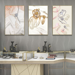 珠宝店装饰画轻奢ins首饰店挂画典当行专柜展柜项链手镯宝石壁画