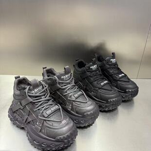 轮胎厚底保暖老爹鞋女2025冬加绒休闲时尚小个子松糕鞋运动鞋轻便