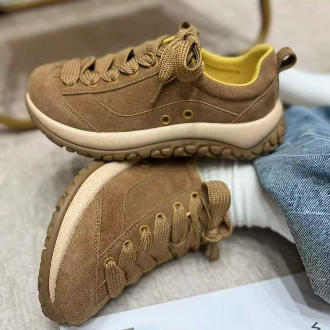 复古磨砂皮德训鞋女2026春厚底增高系带休闲百搭运动鞋户外阿甘鞋,女鞋,时尚休闲鞋,淘宝优惠券,粉丝福利购,淘宝优惠卷