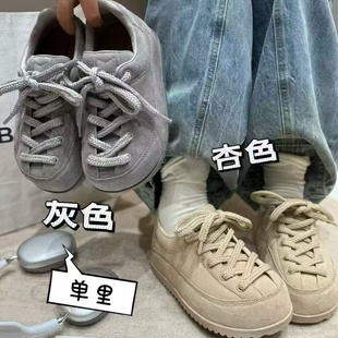 2026春新款厚底面包鞋女鞋丑萌增高休闲鞋小个子松糕底系带圆头鞋