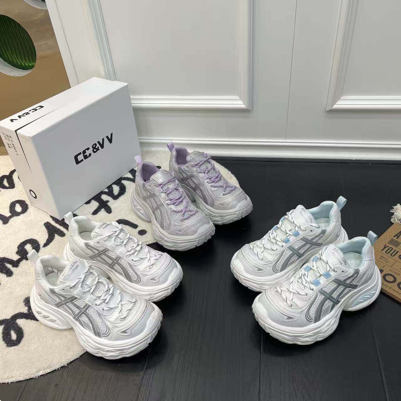 夏季透气网面增高百搭运动鞋学生平底系带轻便休闲风厚底老爹鞋女