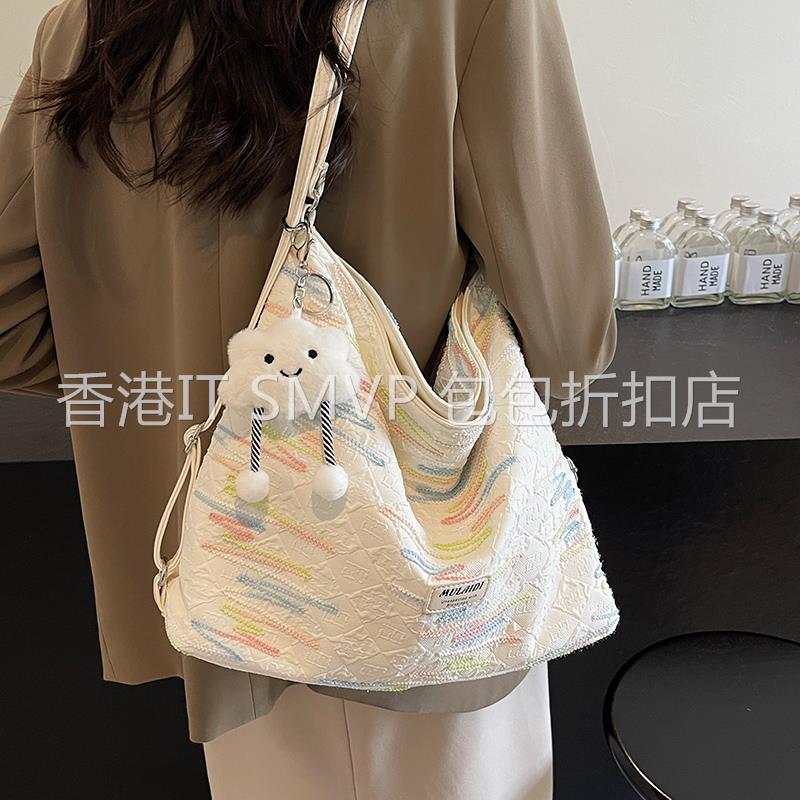 IT 香港SMVP帆布包包女大容量2025新款小众布包单肩斜挎包三用揹