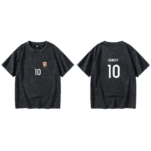 2016年法国欧洲杯球衣 威尔士拉姆塞贝尔T恤短袖小清新衣服女男圆