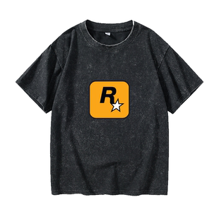 电玩游戏公司 Rockstar Games R星标志T恤短袖潮衣服女男圆领大码