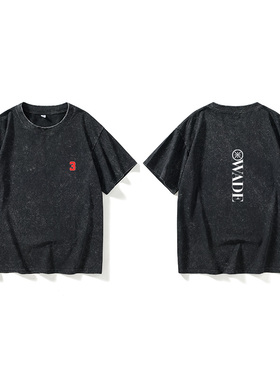 热火闪 电 侠韦德WADE篮球T恤短袖黑色衣服男女圆领大码宽松夏季