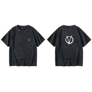 v字仇杀队  面具怪客T恤短袖个性衣服女男圆领大码宽松夏季情侣装