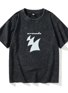 Armada电音厂T恤短袖黑色衣服女男圆领大码宽松夏季情侣装棉上衣