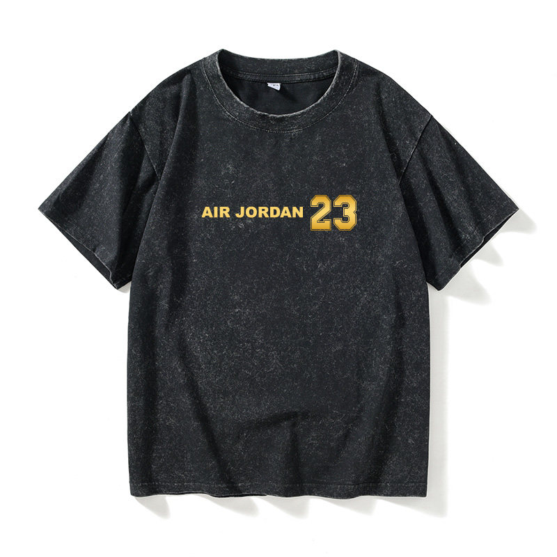 潮牌飞人AIR篮球运动AJ23 北卡蓝猛龙紫小麦T恤短袖个性衣服女男