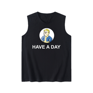 游戏周边辐射4 Fallout pipboy小子背心T恤无袖短袖青少年衣服坎