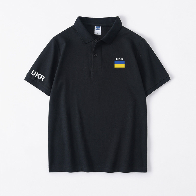 乌克兰国家队服足球运动训练polo衫翻领t恤短袖oversize衣服女男