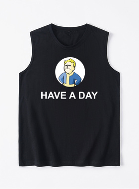 游戏周边辐射4 Fallout pipboy小子背心T恤无袖短袖青少年衣服坎