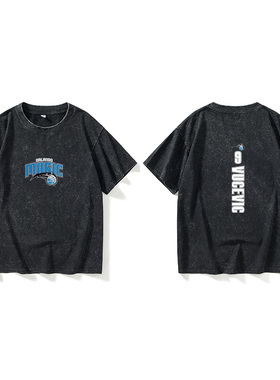 奥兰多魔术戈登武切维奇伊巴卡篮球  运动T恤短袖黑色衣服男女圆