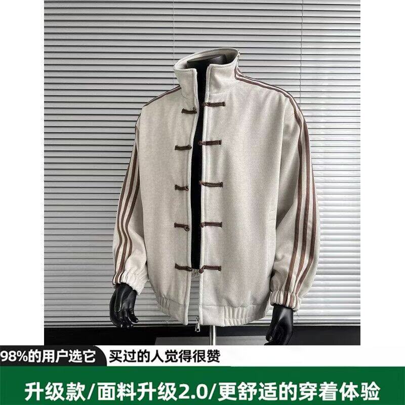 26新中式唐装麂皮外套运动夹克男女春秋国风汉服休闲套装情侣套装
