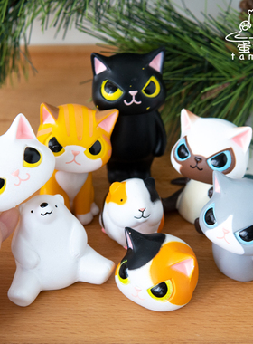 森林头套猫猫盒蛋pvc桌面摆件