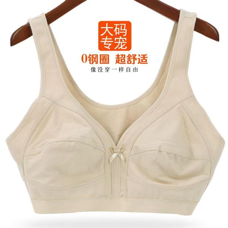 夏季薄运动背心式大码文胸中老年无钢托睡眠胸衣妈妈纯莱卡棉胸罩