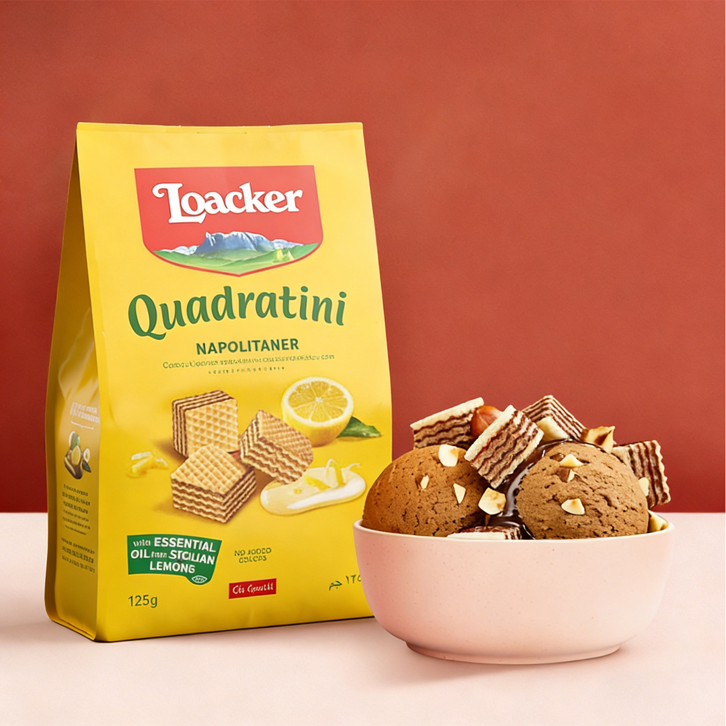 Loacker莱家进口柠檬味夹心威化饼网红办公儿童休闲巧克力零食