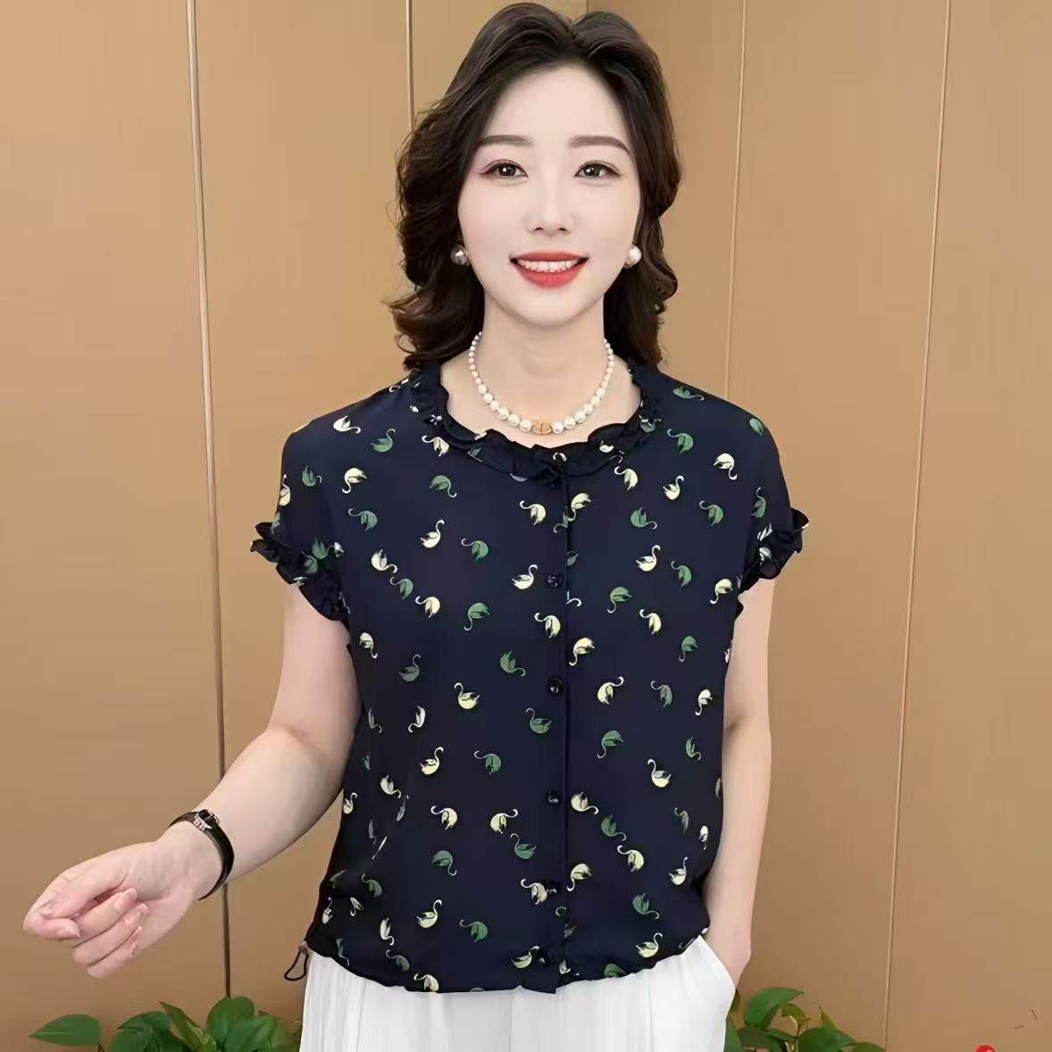 2025夏季新款时尚百搭减龄T恤黑色印花衬衫大码女胖MM短袖上衣潮