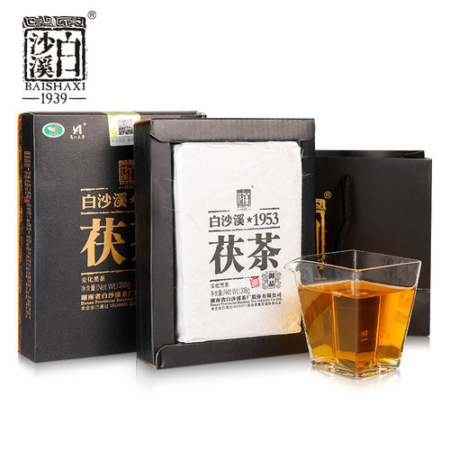 安化黑茶正宗白沙溪2025年传统松香1953御品金花茯茶318g茯砖茶