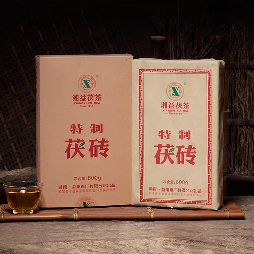 湘益茯茶湖南安化黑茶2024年800克特制茯砖金花茯砖茶