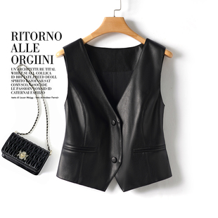 真皮马甲女2025秋冬新款 马夹坎肩外套 V领绵羊皮简约显瘦百搭无袖