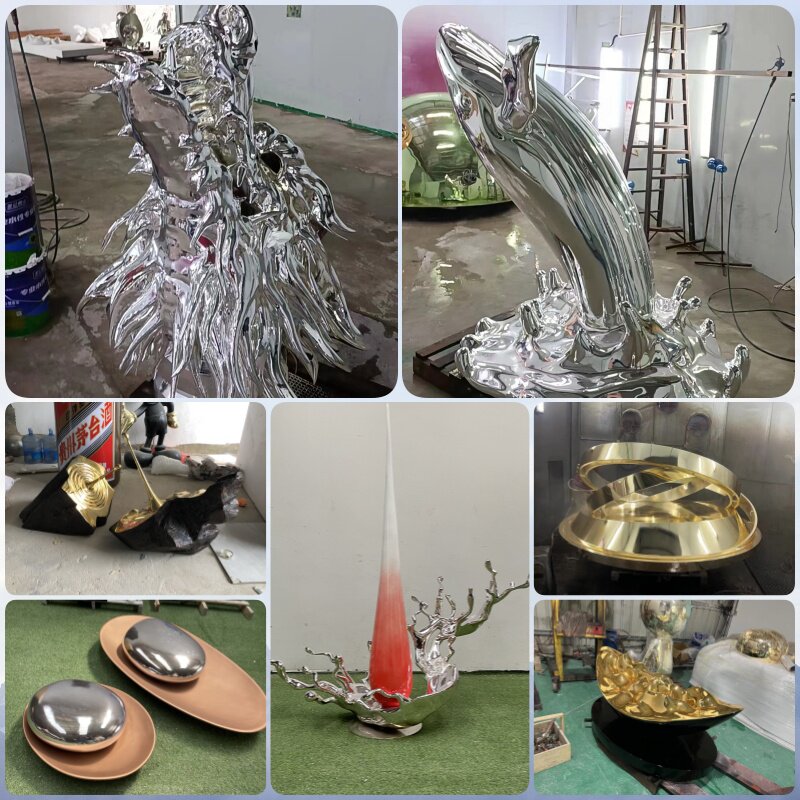 电镀水浪花艺术玻璃钢雕塑