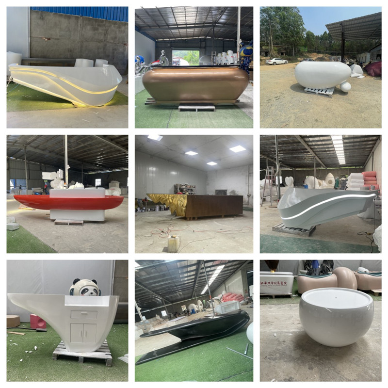 大型服务前台定制简约白色烤漆台