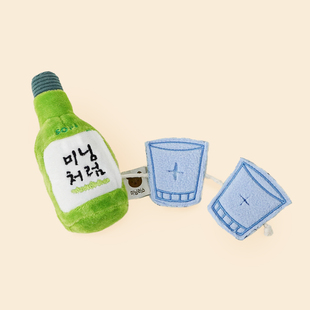 现货mollypets* 韩国代购meaning 仿真啤酒烧酒 狗狗藏食发声玩具