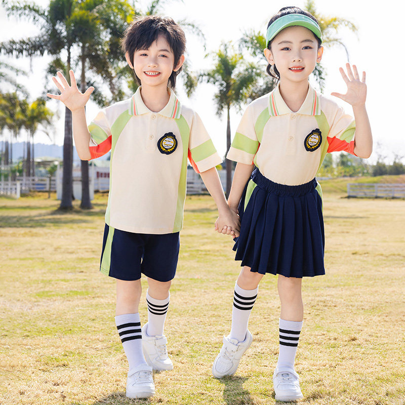 儿童英伦风短袖夏季套装男女童幼儿园园服小学生活动班服运动会服