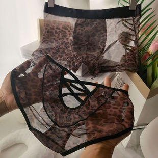 冰丝蕾丝豹纹一男一女性感纯欲夫妻内衣套装 甜米家2条装 情侣内裤