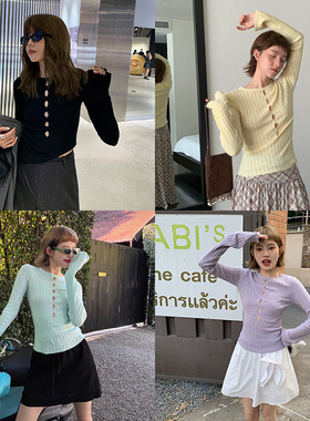 UNITY MODE多巴胺镂空设计感羊毛针织打底衫早秋辣妹修身毛衣女