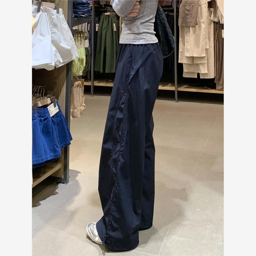 美式速干运动工装裤女夏季2025新款高腰垂感显瘦休闲阔腿裤小个子