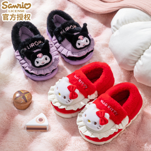 室内儿童毛毛鞋 Hello 加绒库洛米宝宝鞋 女冬季 包跟 Kitty保暖棉鞋