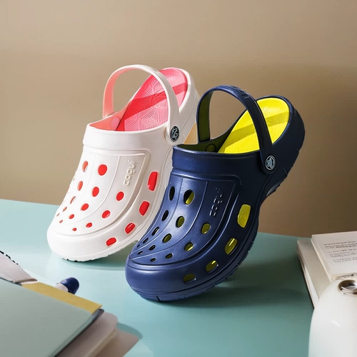 Съёмные тапочки в стиле Crocs, стельки подходит для мужчин и женщин, пляжные босоножки, дышащая обувь, для влюбленных, мягкая подошва, женский стиль