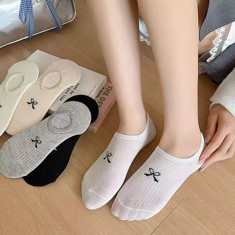 夏季薄款女防滑隐形蝴蝶结船袜