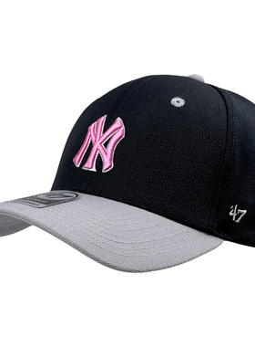 美国正品47brand帽子 黑灰粉色NY硬顶弯檐棒球帽男女情侣鸭舌帽潮